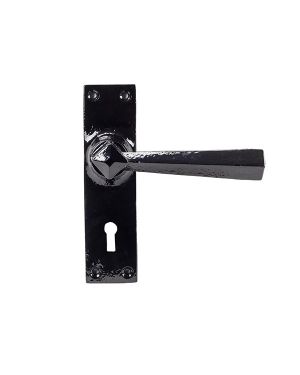 Black Straight Lever Lock Set