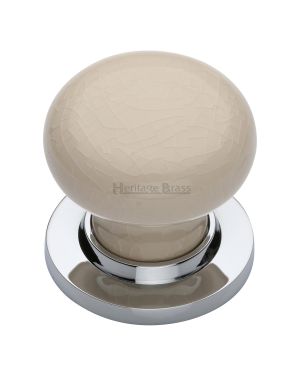 Cream Crackle Knob with Polished Chrome base