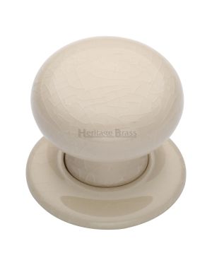 Cream Crackle Knob with Porcelain base