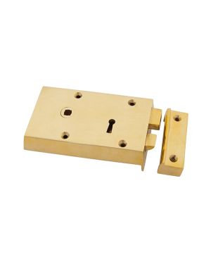Polished Brass Left Hand Rim Lock - Small