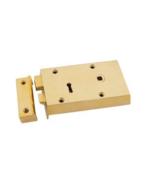 Polished Brass Right Hand Rim Lock - Small