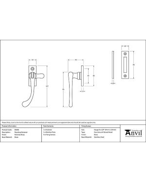 Polished Brass Peardrop Fastener