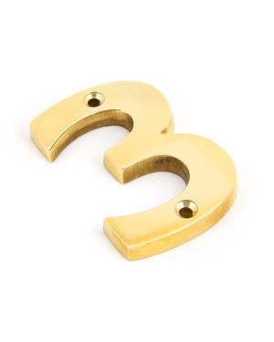 Polished Brass Numeral 3