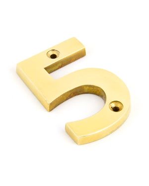 Polished Brass Numeral 5