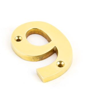 Polished Brass Numeral 9