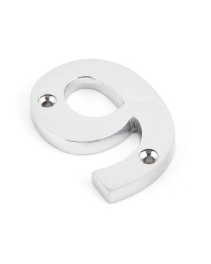 Polished Chrome Numeral 9