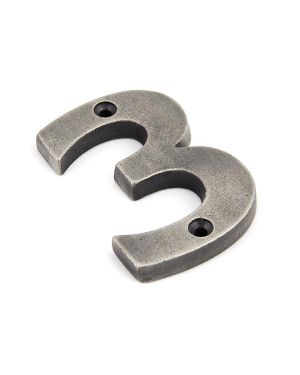 Antique Pewter Numeral 3