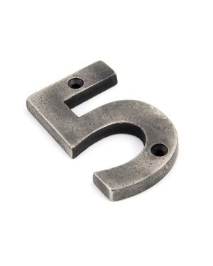 Antique Pewter Numeral 5