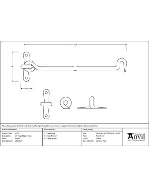 Pewter 10" Forged Cabin Hook