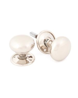 Polished Nickel Mushroom Mortice/Rim Knob Set