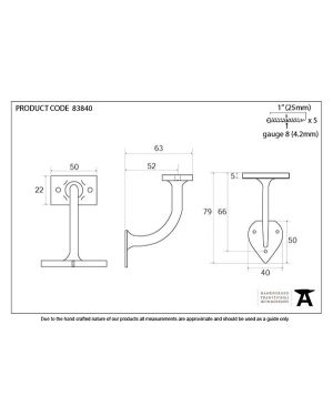 Black 2" Handrail Bracket
