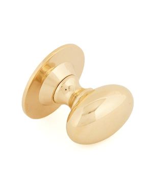 Polished Brass Oval Cabinet Knob 40mm