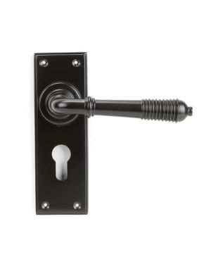 Aged Bronze Reeded Lever Euro Lock Set