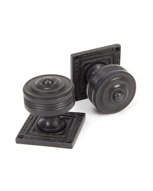 Aged Bronze Tewkesbury Square Mortice Knob Set