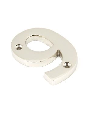 Polished Nickel Numeral 9
