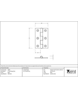 Black 3" Butt Hinge (pair)