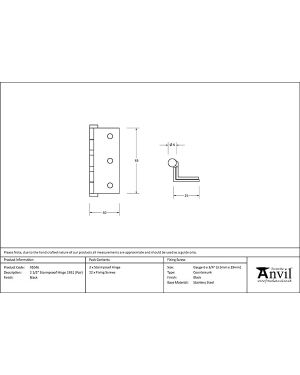 Black 2½" Stormproof Hinge 1951 (Pair)