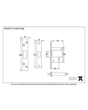 Black 3" BS 5 Lever Deadlock KA