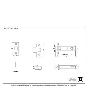 Black 2½" Tubular Mortice Latch