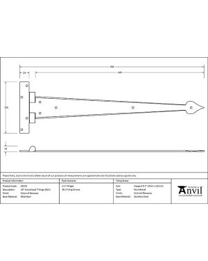 External Beeswax 18" Arrow Head T Hinge (pair)
