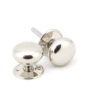 Polished Nickel 57mm Mushroom Mortice/Rim Knob Set