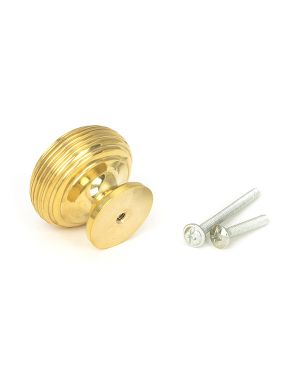 Polished Brass Beehive Cabinet Knob 40mm