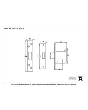 SS 2½" 5 Lever BS Deadlock KA