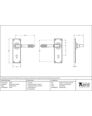 Polished Bronze Reeded Lever Lock Set
