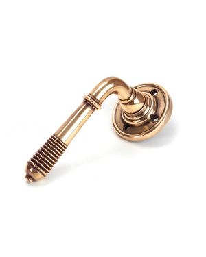 Polished Bronze Reeded Lever on Rose Set