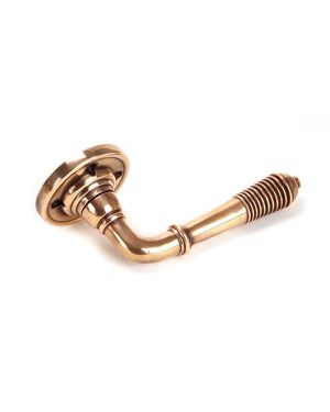 Polished Bronze Reeded Lever on Rose Set