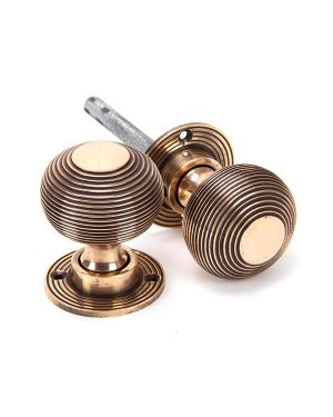 Polished Bronze Heavy Beehive Mortice/Rim Knob Set