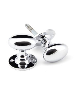 Polished Chrome Oval Mortice/Rim Knob Set