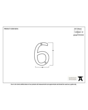 Aged Bronze Numeral 6