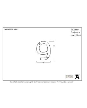 Aged Bronze Numeral 9