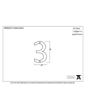 Polished Bronze Numeral 3