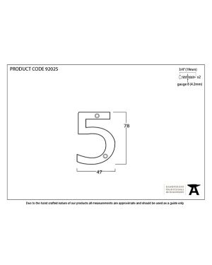 Polished Bronze Numeral 5