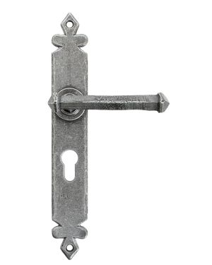 Pewter Tudor Lever Euro Lock Set
