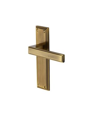 Heritage Brass Door Handle Lever Latch Atlantis Design Antique finish