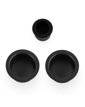 Round Sliding Door Pull Set - Matt Black