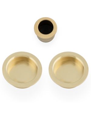 Round Sliding Door Pull Set - Satin Brass