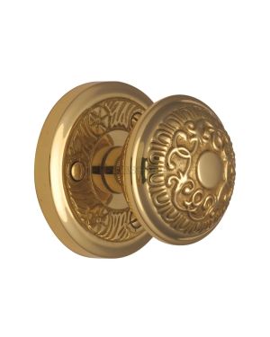 Heritage Brass Mortice Knob on Rose Aydon Design Polished Brass finish