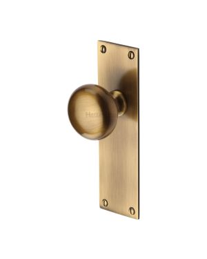 Heritage Brass Mortice Knob on Latch Plate Balmoral Design Antique finish