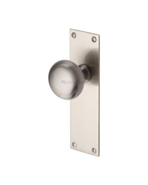 Heritage Brass Mortice Knob on Latch Plate Balmoral Design Satin Nickel finish