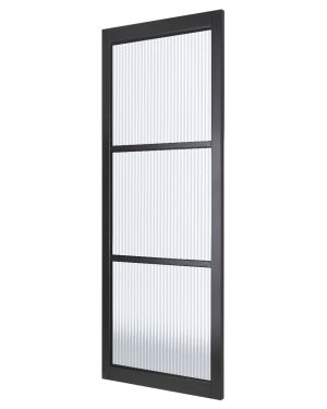 Bergen Black 3-Light Demi Panel Reeded (Made to Measure)