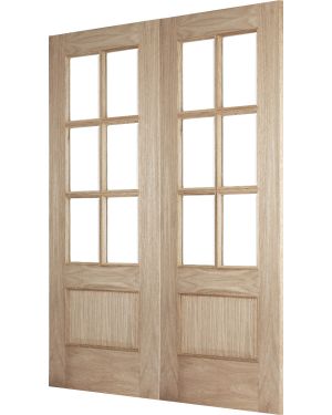 Bolection Iris Oak 6-Light Fire Door Pair (FD30)