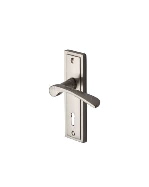 Heritage Brass Door Handle Lever Lock Boston Design Satin Nickel finish