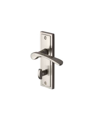 Heritage Brass Door Handle for Bathroom Boston Design Satin Nickel finish