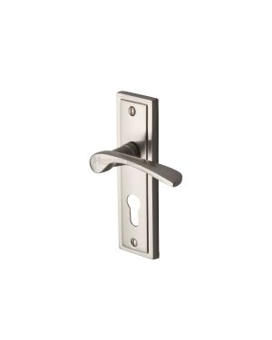 Heritage Brass Door Handle for Euro Profile Plate Boston Design Satin Nickel finish