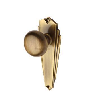 Heritage Brass Mortice Knob on Latch Plate Broadway Design Antique finish