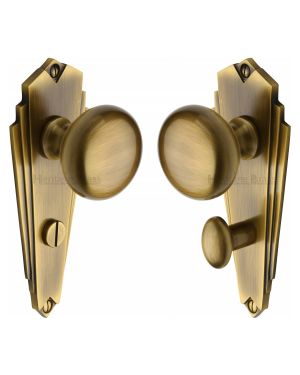Heritage Brass Mortice Knob on Bathroom Plate Broadway Design Antique finish